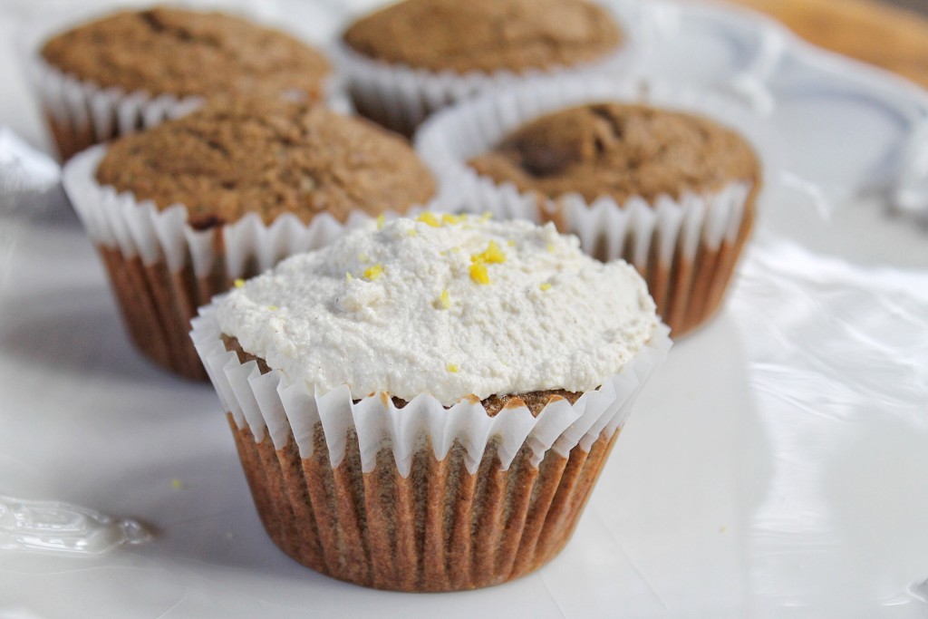 Zucchini and Date Muffins with Cashew Ginger Frosting