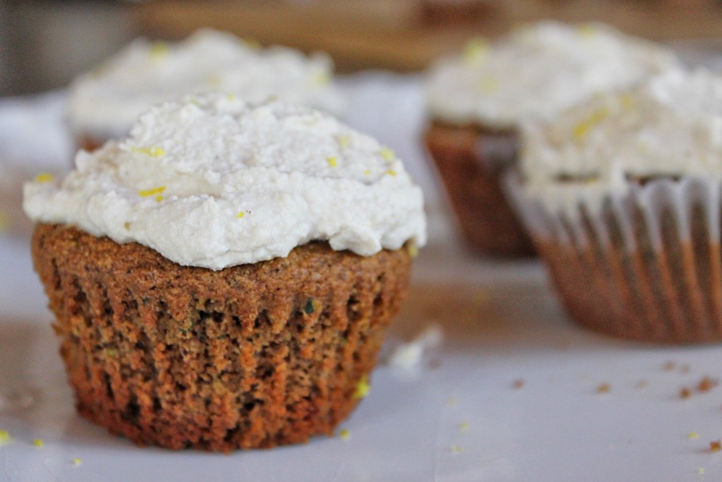 Zucchini and Date Muffins with Cashew Ginger Frosting